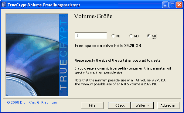  TrueCrypt Volume Erstellung